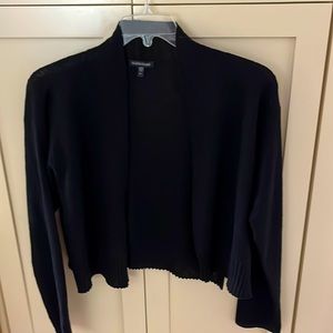 Eileen Fisher Short Italian Wool Knit Open Cardigan XL BLACK